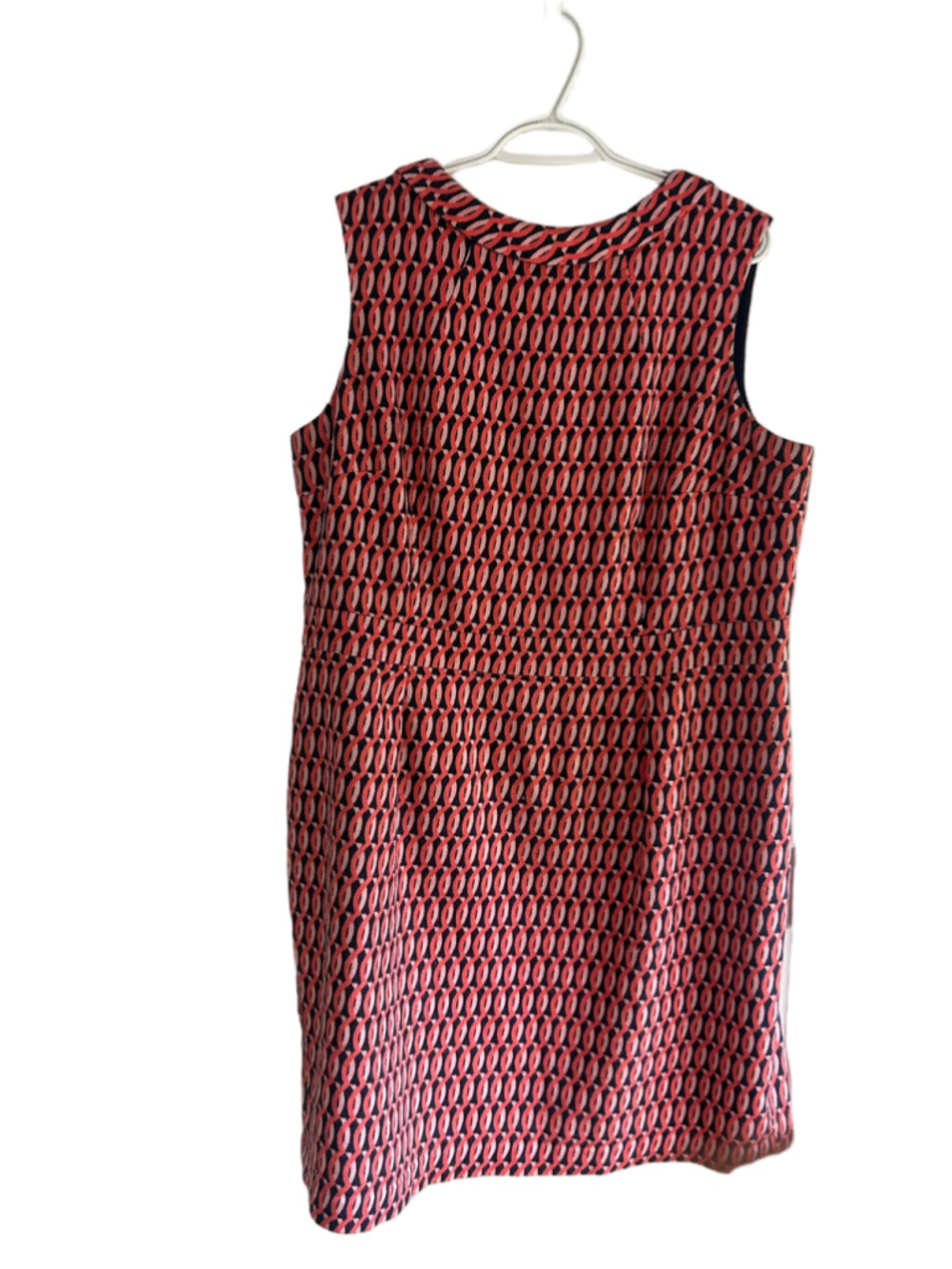 Women's Boden Midi Dress Size 16 R Pink Navy Blue Patterned Sleeveless